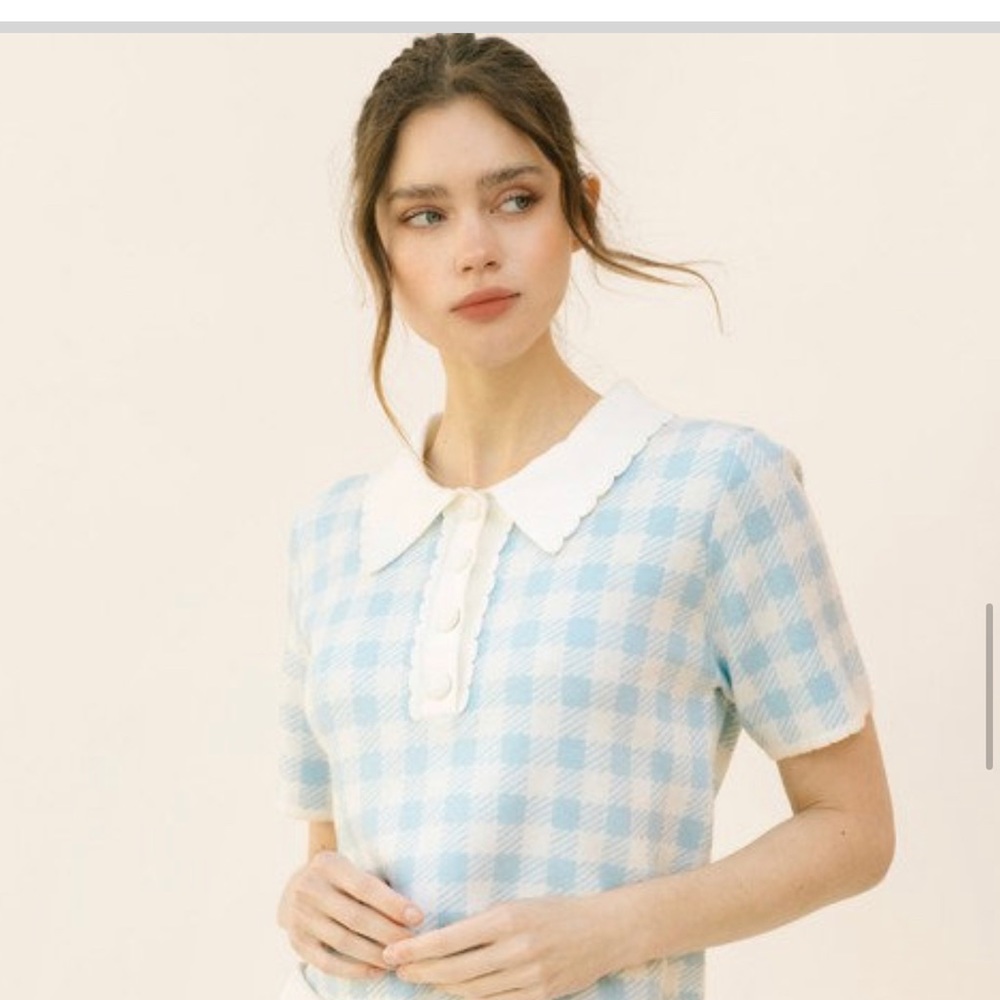 Blue Gingham Top